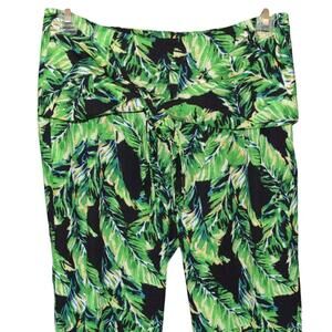 Gianni Bini Womens Size 0 Pants Tropical Print Tie Waist Green